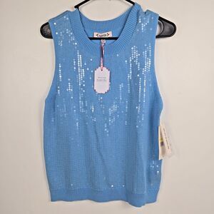 Nanette Lepore Women's‎ Size Medium Cornflower Blue Sequin Sweater Vest NWT